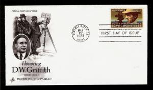 FIRST DAY COVER #1555 Moviemaker D W Griffith 10c ARTCRAFT U/A FDC 1975