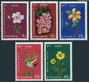 Ethiopia 434-438,MNH.Michel 495-499. Flowers 1965.Ethiopian Rose,Kosso tree,