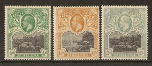 St Helena 1912 0.5d, 1.5d & 2d Mint