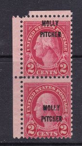 US Scott 646 var, 1928 M Pitcher Wide Spacing Pair, F/VF MNH.  Scott $50 as MH