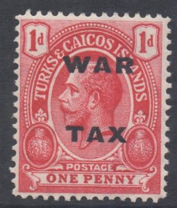 Turks Caicos Scott MR7 - SG146, 1918 War Tax 1d MH*