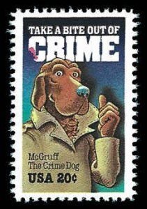 SCOTT  2102  McGRUFF THE CRIME DOG  20¢  SINGLE  MNH  SHERWOOD STAMP