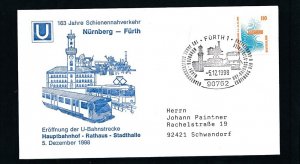 D456084 Germany Railroad Cover 163 Years Local Railway Transport Nurnberg-Furth