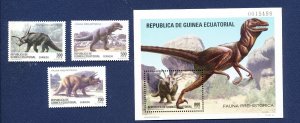 EQUATORIAL GUINEA - Scott 198-201 - MNH set & S/S  -  Dinosaurs - 1994