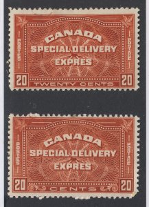2x Canada Special Delivery Stamps;  #E4-E5 20c MH Fine Guide Value = $60.00