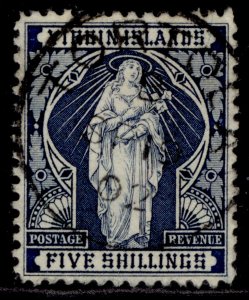 BRITISH VIRGIN ISLANDS QV SG50, 5s indigo, VERY FINE USED. Cat £90. CDS