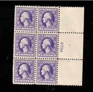 USA #530 Very Fine Never Hinged Plate #8794 Block Of Six