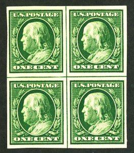 U.S. #383 MINT LINE BLOCK OF 4 OG LH