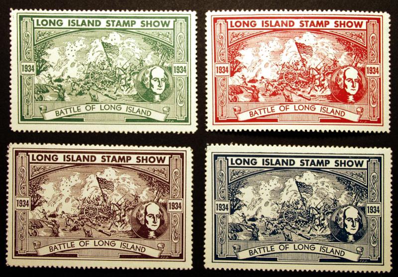 1934 Long Island Stamp Show NY Cinderella Set of 4 MLH