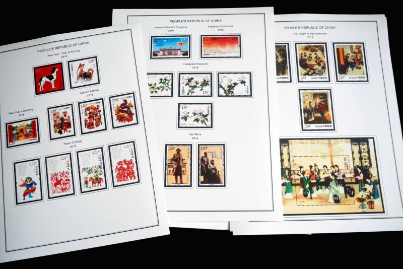 COLOR PRINTED CHINA P.R.C. 2011-2020 STAMP ALBUM  PAGES (144 illustrated pages)