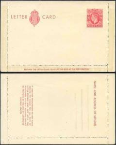 LCP18 KGVI 2 1/2d Carmine Letter Card Stamp L27 Mint Gummed on Wrong Side