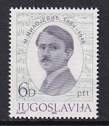 Yugoslavia   #1703   MNH  1984  composer Milojevic