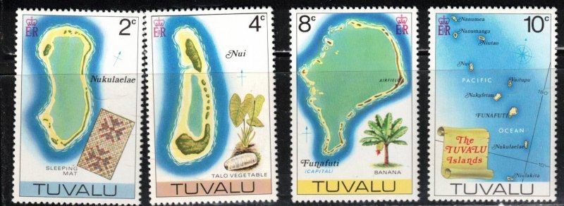 TUVALU Scott # 23//37 MNH - Short Set - Island Maps