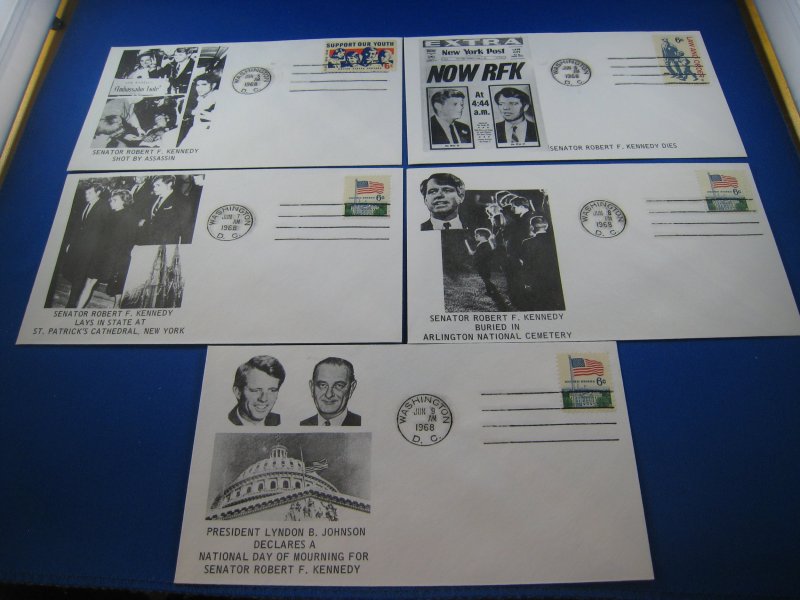 U.S. 1968 - SCOTT #various    5 FDCs -  Robert Kennedy in Memoriam