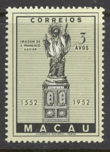 Macau Sc# 365 MH 1952 3a blk, grnsh gray Statue of St. Francis Xavier