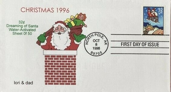 lori & dad 3108/11 Christmas 1996 Set of 4 Beautiful Covers North Pole Postmark