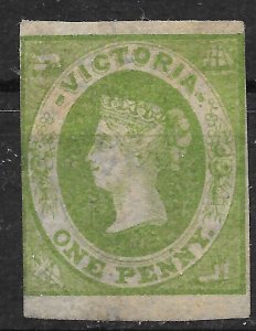 AUSTRALIA - VICTORIA SG41 1857 1d YELLOW-GREEN MTD MINT (P)