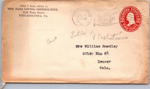 1915 - 2c Embossed Stamp - Flag Cancel - Philadelphia PA - J1700