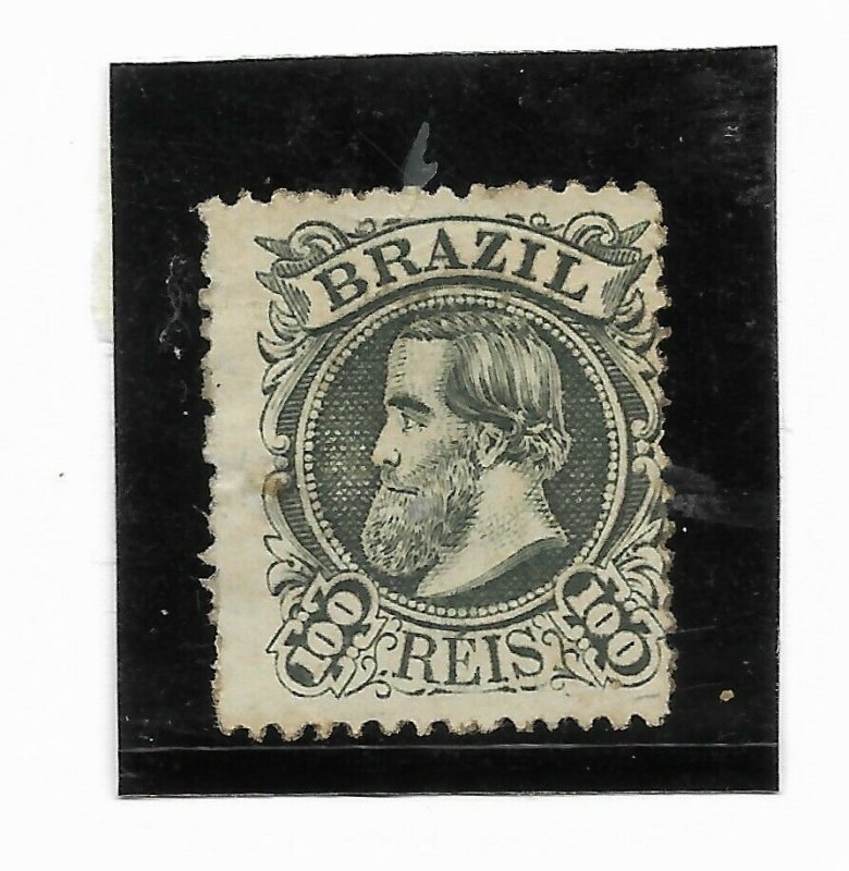 BRAZIL YEAR 1882 Emperor Dom Pedro 100R GREEN  Scott 83 MINT HINGED VF 