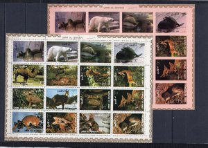 UMM AL QIWAIN 1972 WILD ANIMALS 2 SHEETS OF 16 STAMPS PERF. & IMPERF. MNH