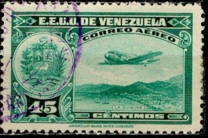 Venezuela 1939; Sc. # C91; Used Single Stamp