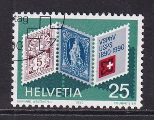 Switzerland  #856  cancelled 1990  stamp societies  25c