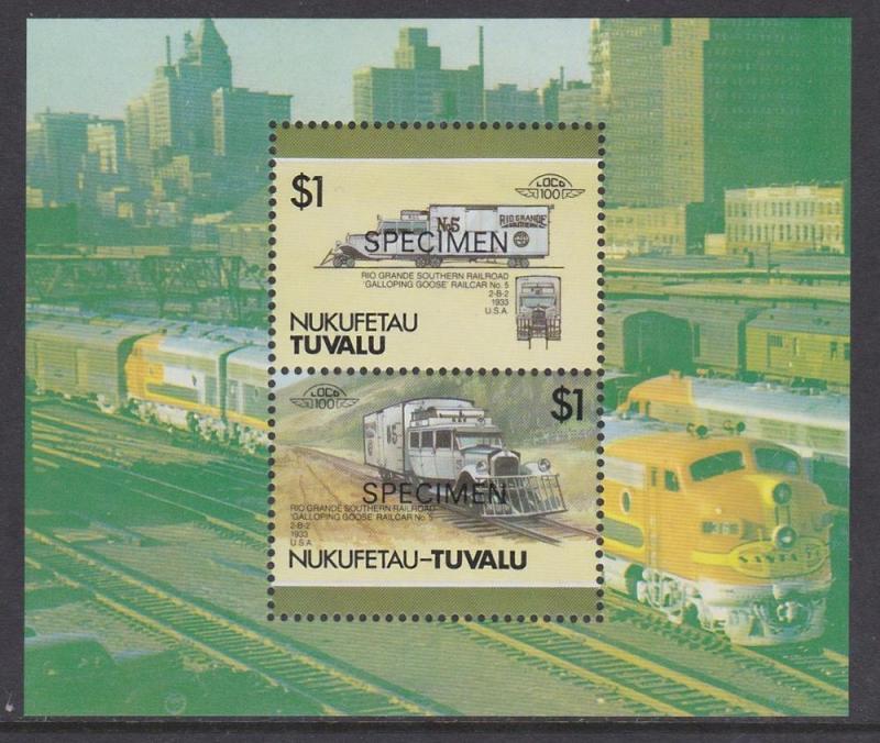 Tuvalu Nukufetau 1987 Trains SS Specimen MNH