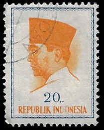 Indonesia #618 Used VLH; 20r President Sukarno (1964)