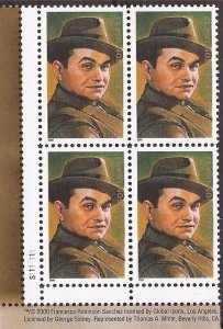 US Stamp - 2000 Actor Edward G. Robinson - 4 Stamp Plate Block #3446