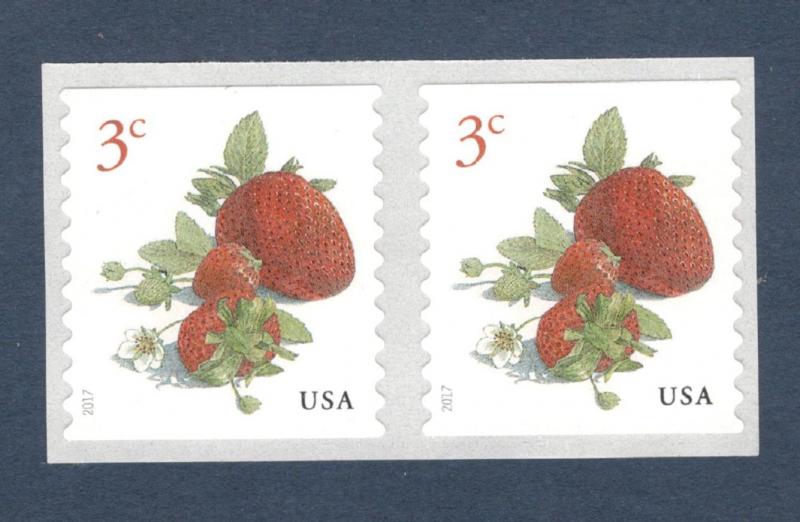 5201 Strawberries US 3 Cent Coil Pair Mint/nh FREE SHIPPING