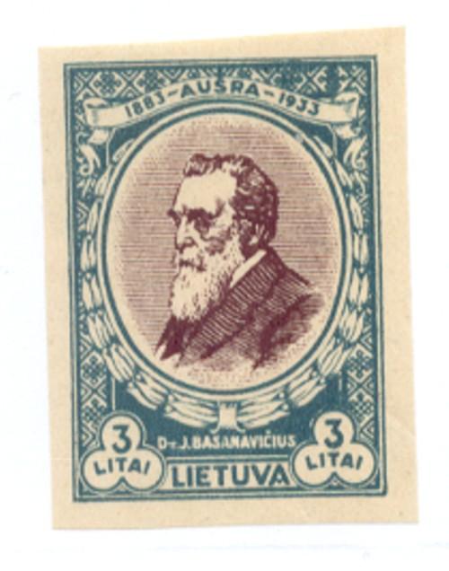 Lithuania Sc 277B 1933 3L Basanavicius stamp mint imperf