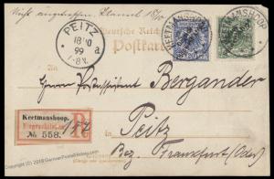 Germany 1899 SW Africa Registered KEETMANSHOOP DSWA 2 Color Stamps RPPC Co 78449