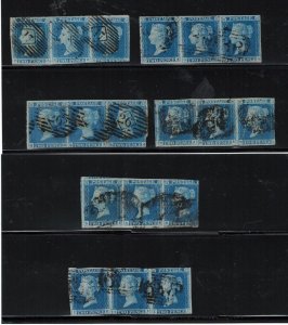 Great Britain #4 Six Used Strips Of Three With Better Cancels