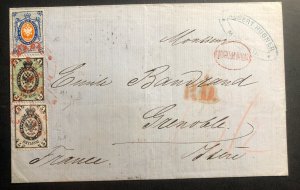 1869 Moscow Russia Letter Sheet Cover To Grenoble France HV Stamp Sc#20 22a 24