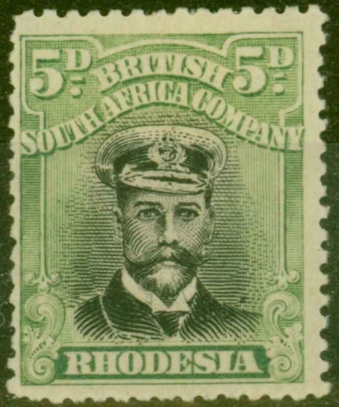 Rhodesia 1913 5d Black & Pale Green SG263 Die III Fine Mtd Mint