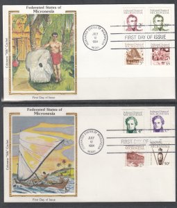 Micronesia 5-20 Colorano Set of Four U/A FDCs