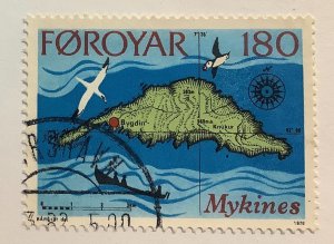 Faroe Islands 1978 Scott 35 used - 180o, Island Mykines, Map