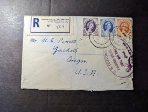 1955 Registered Rhodesia and Nyasaland Cover Waterfalls to Yachats OR USA