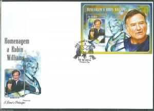 SAO TOME et PRINCIPE  2014 HOMMAGE TO ROBIN WILLIAMS SOUVENIR SHEET  FDC