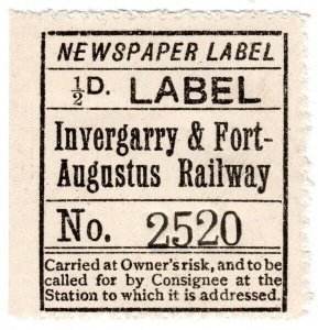 (I.B) Invergarry & Fort Augustus Railway : Newspaper Parcel ½d (cream paper)
