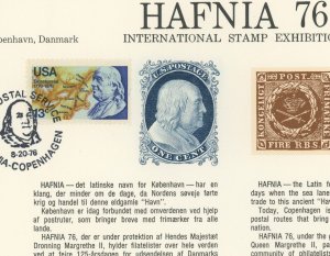 Hafnia 1976 Philatelic Exhibition Vignette Souvenir Card USPS Denmark Copenhagen