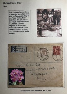 1949 London England First Day Cover FDC Chelsea Flower Show Cancel