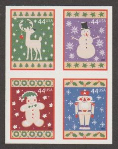 U.S. Scott #4425-4428 Christmas Quilts Booklet Stamps - Mint NH Block of 4