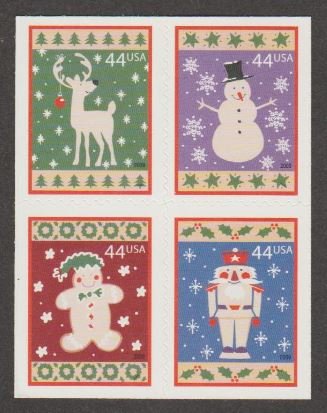 U.S. Scott #4425-4428 Christmas Quilts Booklet Stamps - Mint NH Block of 4