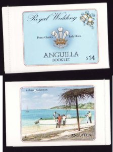 Anguilla-Sc#444-6- id13-unused NH Royal Wedding booklet-stitched-QEII-Diana-1981