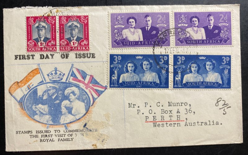 1947 Karreedouw South Africa First Day Cover FDC To Perth Australia Royal Visit