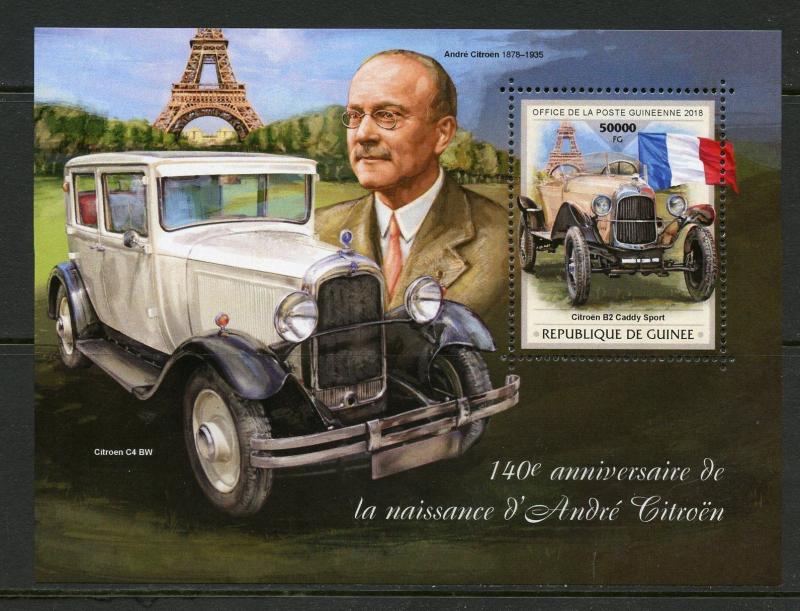 GUINEA 2018 140th  BIRTH  OF ANDRE CITROEN  SOUVENIR SHEET MINT NH