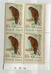 NORFOLK ISLAND; 1970 early Birds Pictorial issue MINT MNH 10c. CORNER BLOCK