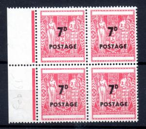 New Zealand 1964 7d Arms mint LHM block SG825 WS9617