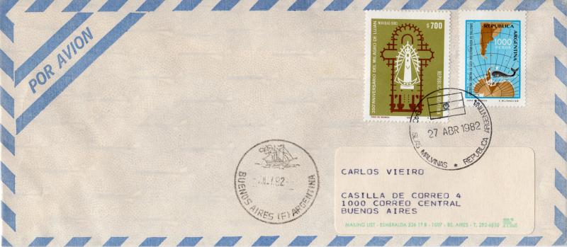 Argentina Islas Malvinas 1982 Cover to Buenos Aires 27.04.1982 Postal History